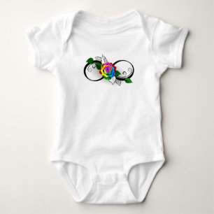 Infinity Symbol with Rainbow Rose Baby Bodysuit