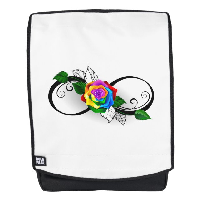 Infinity Symbol with Rainbow Rose Backpack (Front)