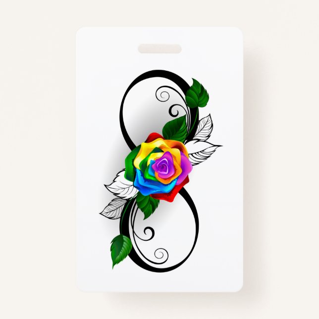 Infinity Symbol with Rainbow Rose Badge (Front)