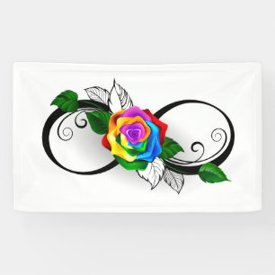 Infinity Symbol with Rainbow Rose Banner
