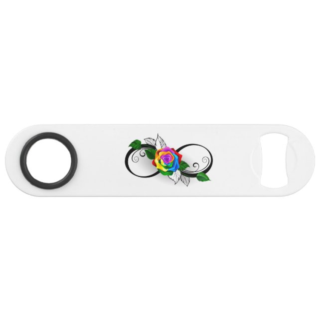 Infinity Symbol with Rainbow Rose Bar Key (Front (Horizontal))