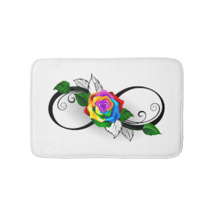 Infinity Symbol with Rainbow Rose Bath Mat