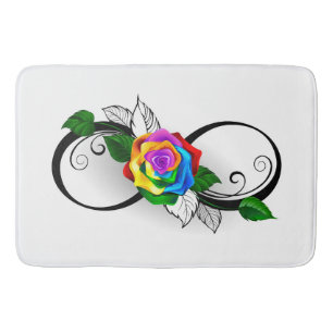 Infinity Symbol with Rainbow Rose Bath Mat