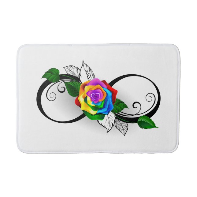 Infinity Symbol with Rainbow Rose Bath Mat (Front)