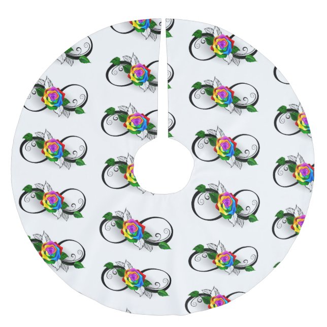 Infinity Symbol with Rainbow Rose Brushed Polyester Tree Skirt (Front)