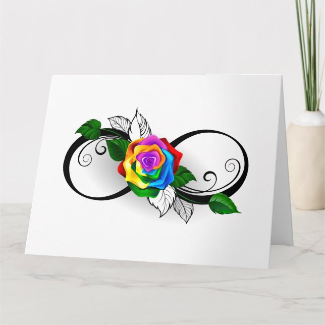 Infinity Symbol with Rainbow Rose Card (Front)