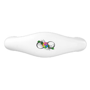 Infinity Symbol with Rainbow Rose Ceramic Drawer Pull