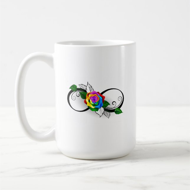 Infinity Symbol with Rainbow Rose Coffee Mug (Left)