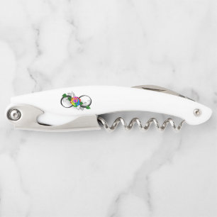 Infinity Symbol with Rainbow Rose Corkscrew