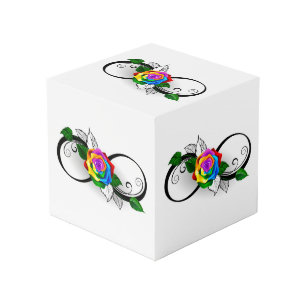 Infinity Symbol with Rainbow Rose Cube