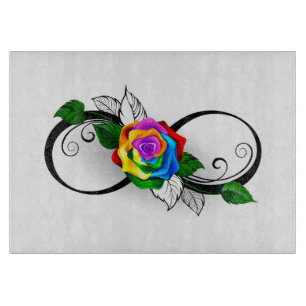 Infinity Symbol with Rainbow Rose Cutting Board