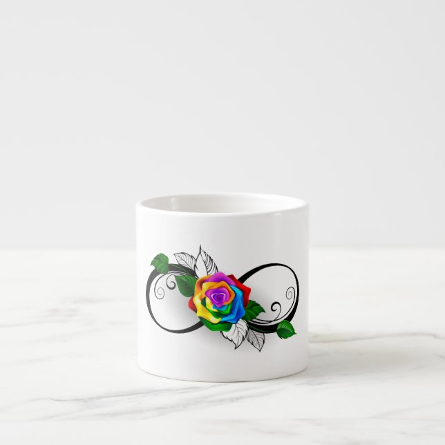 Infinity Symbol with Rainbow Rose Espresso Cup (Front)