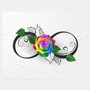 Infinity Symbol with Rainbow Rose Fleece Blanket