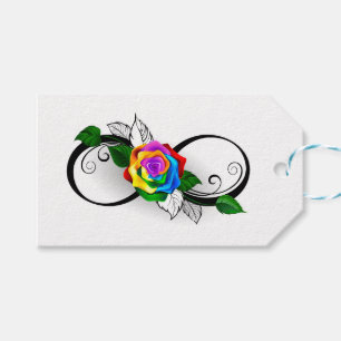 Infinity Symbol with Rainbow Rose Gift Tags