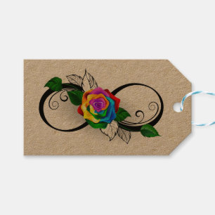 Infinity Symbol with Rainbow Rose Gift Tags