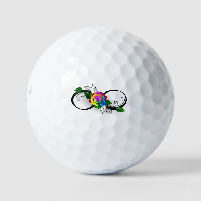Infinity Symbol with Rainbow Rose Golf Balls (Front)