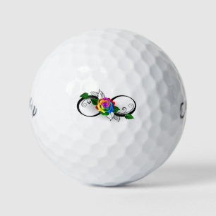 Infinity Symbol with Rainbow Rose Golf Balls