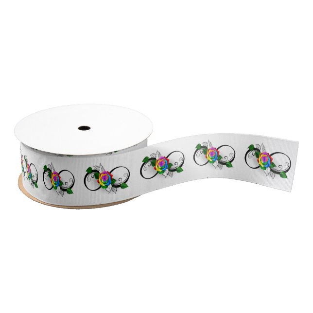 Infinity Symbol with Rainbow Rose Grosgrain Ribbon (Spool)