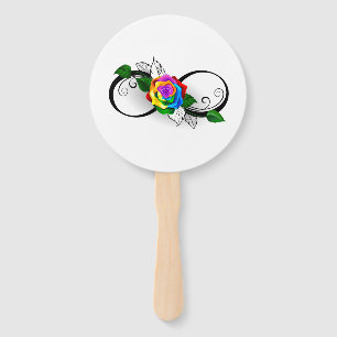 Infinity Symbol with Rainbow Rose Hand Fan