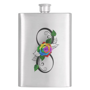 Infinity Symbol with Rainbow Rose Hip Flask