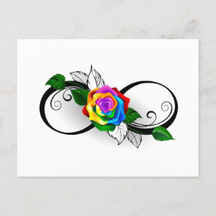 Infinity Symbol with Rainbow Rose Holiday Postcard