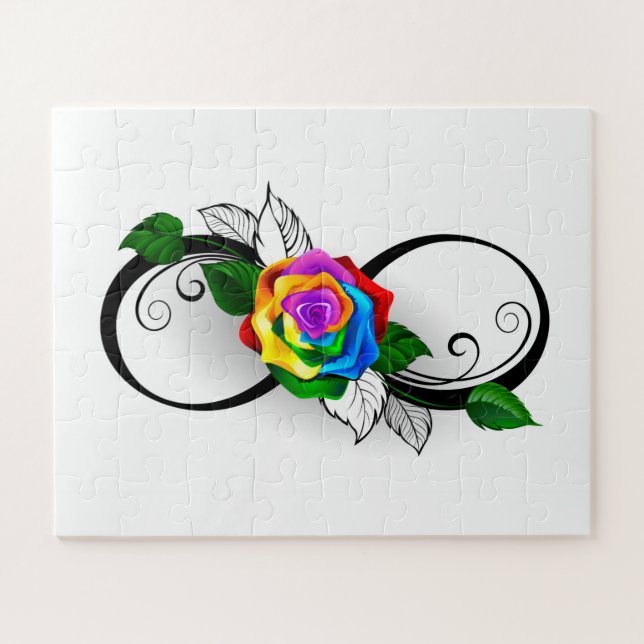 Infinity Symbol with Rainbow Rose Jigsaw Puzzle (Horizontal)