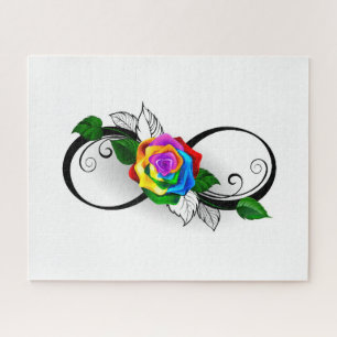 Infinity Symbol with Rainbow Rose Jigsaw Puzzle