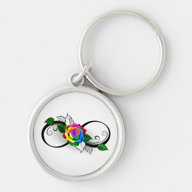 Infinity Symbol with Rainbow Rose Keychain (Front)