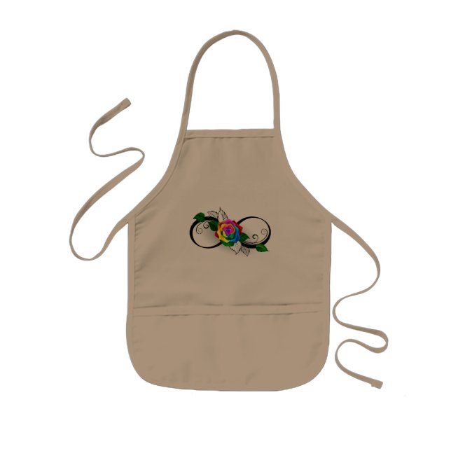 Infinity Symbol with Rainbow Rose Kids Apron (Front)