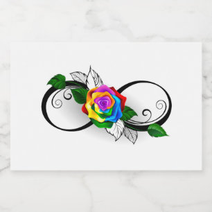 Infinity Symbol with Rainbow Rose Liquor Bottle Label