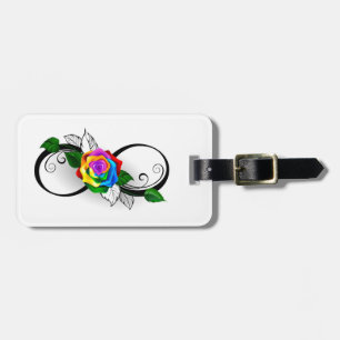 Infinity Symbol with Rainbow Rose Luggage Tag