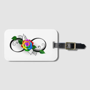 Infinity Symbol with Rainbow Rose Luggage Tag