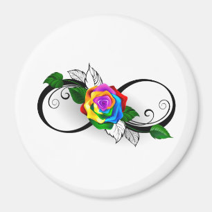 Infinity Symbol with Rainbow Rose Magnet