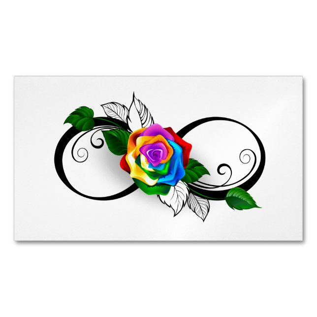 Infinity Symbol with Rainbow Rose Magnetic Business Card (Front)