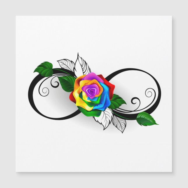 Infinity Symbol with Rainbow Rose Magnetic Invitation (Front)