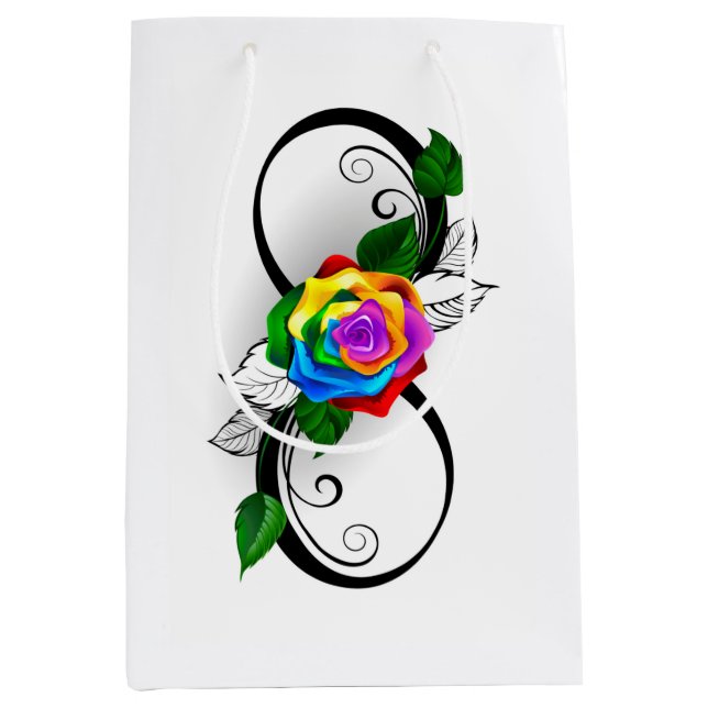 Infinity Symbol with Rainbow Rose Medium Gift Bag (Front)