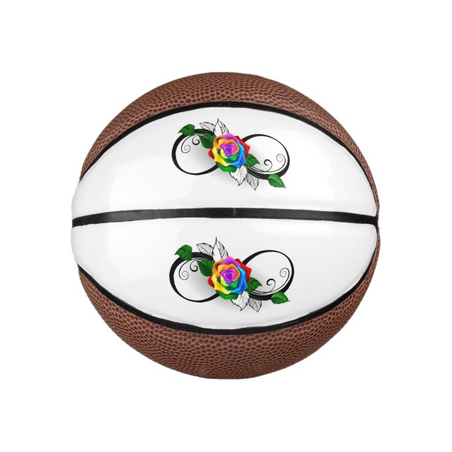Infinity Symbol with Rainbow Rose Mini Basketball (Front)
