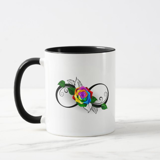 Infinity Symbol with Rainbow Rose Mug (Left)