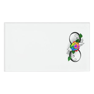 Infinity Symbol with Rainbow Rose Name Tag