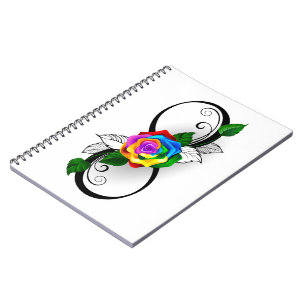 Infinity Symbol with Rainbow Rose Notebook