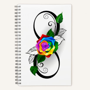 Infinity Symbol with Rainbow Rose Notebook