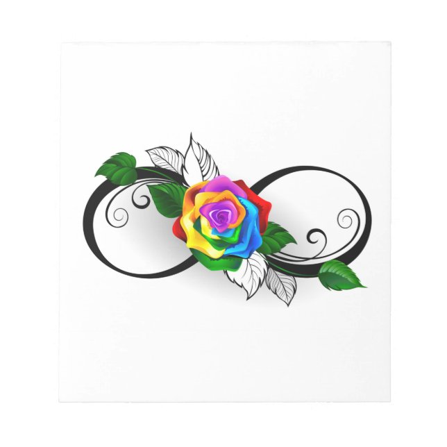 Infinity Symbol with Rainbow Rose Notepad (Front)