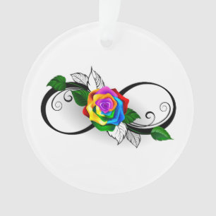 Infinity Symbol with Rainbow Rose Ornament