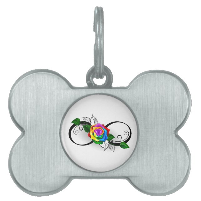 Infinity Symbol with Rainbow Rose Pet ID Tag (Front)