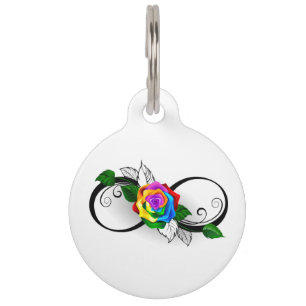 Infinity Symbol with Rainbow Rose Pet Tag