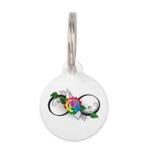 Infinity Symbol with Rainbow Rose Pet Tag