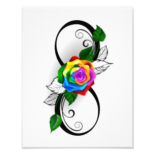 Infinity Symbol with Rainbow Rose Photo Print