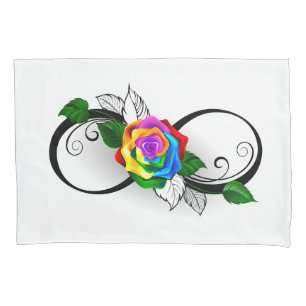 Infinity Symbol with Rainbow Rose Pillowcase