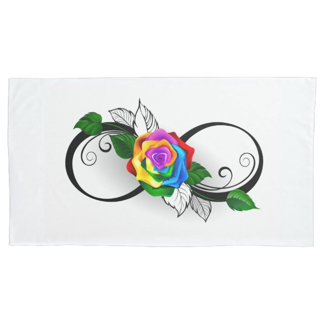 Infinity Symbol with Rainbow Rose Pillowcase (Front-Left)