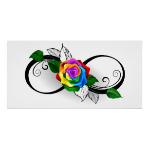 Infinity Symbol with Rainbow Rose Poster